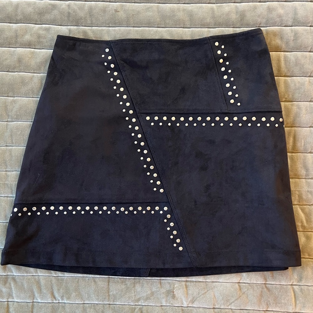 Vintage Express Black Suede Studded Mini Skirt